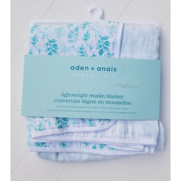aden + anais Lightweight 2 Layer Cotton Muslin Stroller Blanket 44 x 44 White - Picture 1 of 3